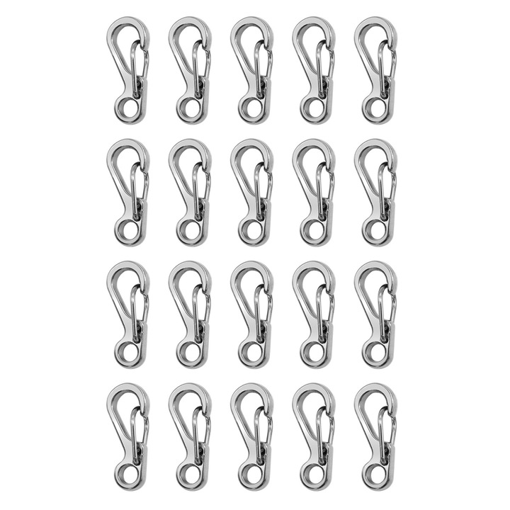 20 db QttvbTna karabiner készlet, ötvözet, ezüst, 24,8 mm