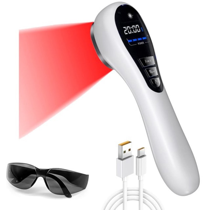 Aparat de Terapie cu Laser, WALALLA, 650nm si 808nm, Design Ergonomic, 222x61x41.3mm, 400g
