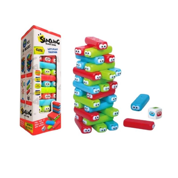 Set de blocuri stivuite cu ochisori, 30 piese, Invata si creste, 4 ani