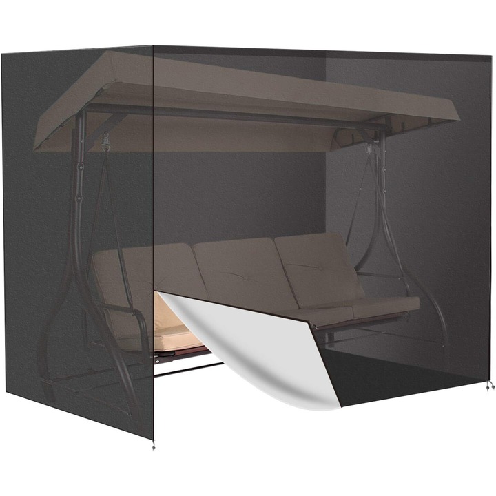 Husa de leagan de exterior pentru mobilier de terasa, protectie impotriva intemperiilor pe tot parcursul anului cu catarame cu snur, usor de curatat, rezistent la apa, rezistent la UV, negru, 1 buc.