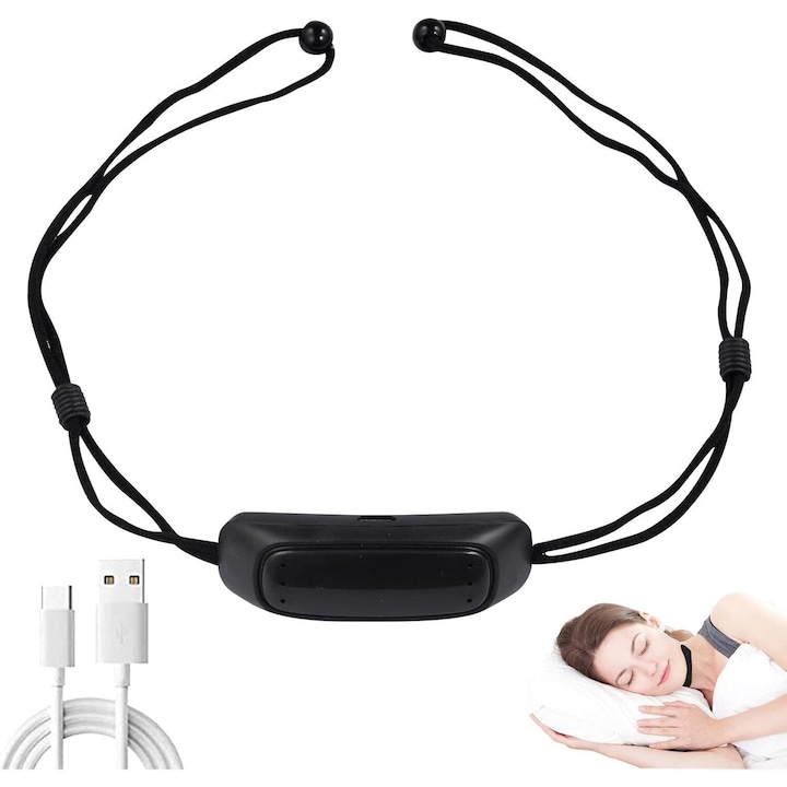 Intelligens elektromos horkolásgátló eszköz, hordozható, USB újratölthető, fekete