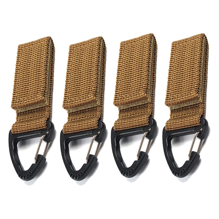 Set 4 Carabiniere Tactice QttvbTna, Nylon cu Catarama Metalica, Negru