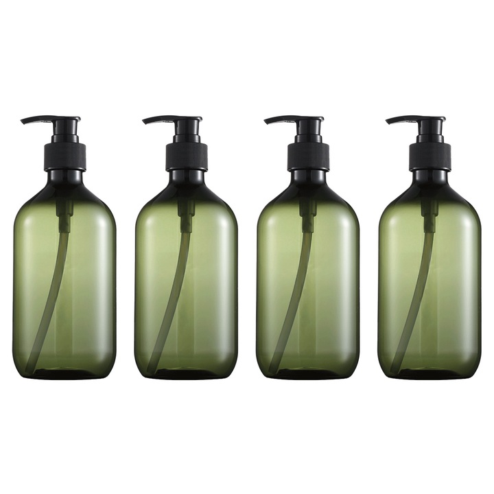 Enforose folyékony szappanadagoló pumpás flakonok, 300ml, zöld, újrafelhasználható, könnyen tisztítható, 4 db