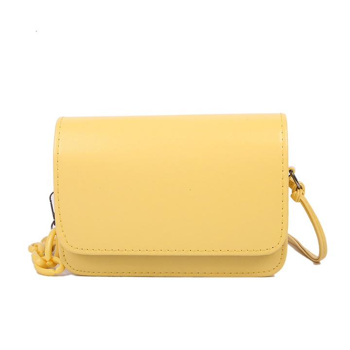 Női válltáska, Jormftte, műbőr, koreai stílusú, sárga, S