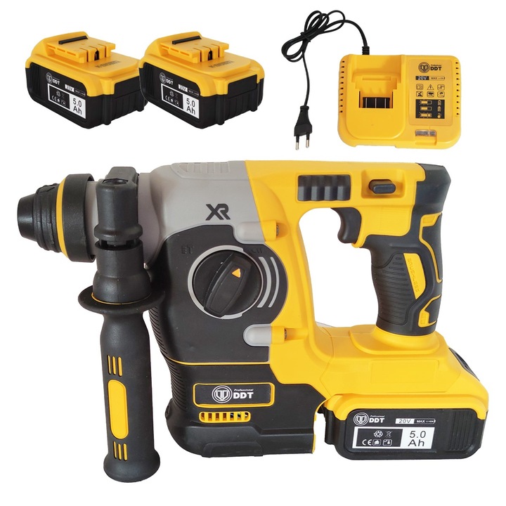 Акумулаторен перфоратор, DDT-Brushless, 20 V, 5 Ah, 1100 Rpm, 4600 Bpm, Жълт