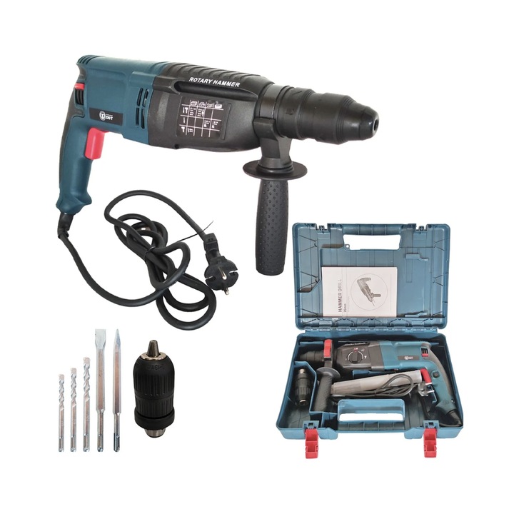 Elektromos forgókalapács 2 tokmányos, DDT, 3 FUNKCIÓS, 1100 W, 26 mm, 900 ford./perc