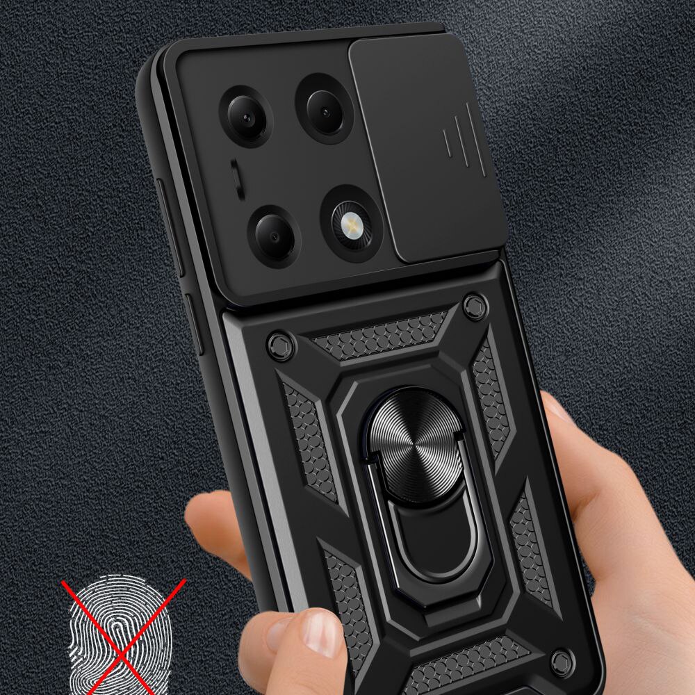Husa pentru Oppo A6 Pro 4G / A6 Pro 5G Daden®, Hybrid Armor Kickstand, Slider Camera, Antisoc, Protectie Superioara, Negru