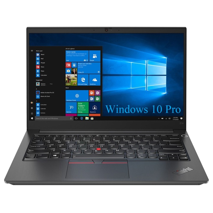 Лаптоп Lenovo ThinkPad E14 Gen 2 AMD, 14" FHD IPS, AMD Ryzen 5 4500U 6-core, 16 GB DDR4, 512 GB SSD m2 PCIe, AMD Radeon Graphics, Windows 10 Pro, Aluminium Case, Black