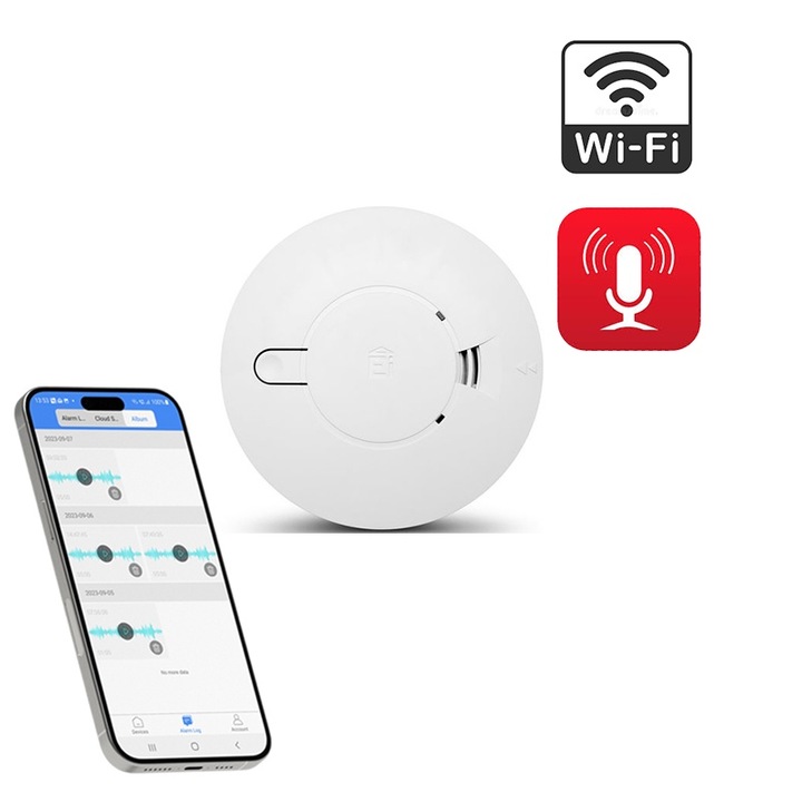 Füstérzékelő mikrofonnal és hangrögzítővel Wi-Fi 128 GB - Valós idejű zenehallgatás - Felvétel és lejátszás bármilyen távolságról, az interneten keresztül - iOS / Android alkalmazás
