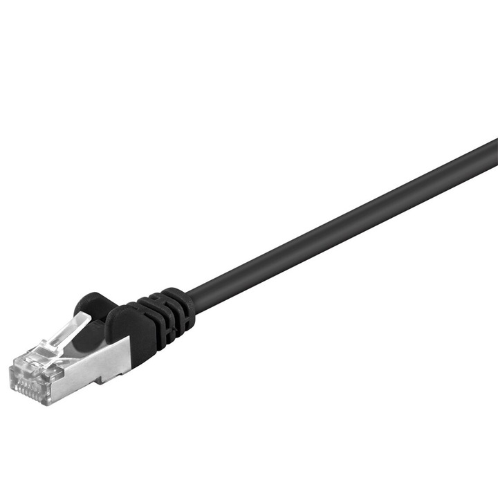 Cablu conector CAT 5e, SF/UTP, 1 m, Negru