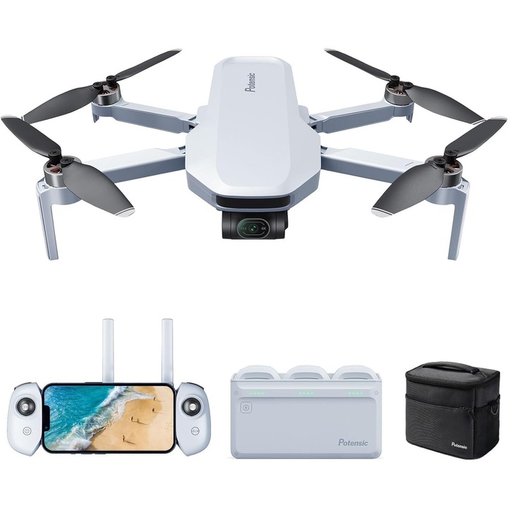 Дрон Potensic Atom Fly More Combo, 4K FPV камера, лека и сгъваема конструкция, интелигентни режими на полет, дълго време на работа с допълнителни батерии, стабилизация на изображението, лесно управление и високо качество на заснемане