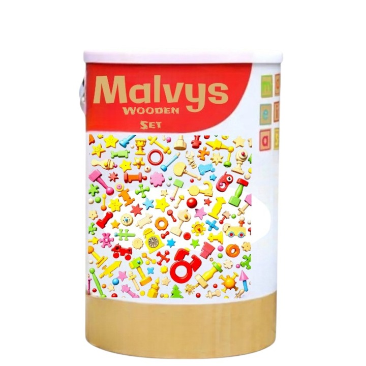 Set de joaca din lemn Malvys®, Cuburile magice, multicolor, 100 piese unice