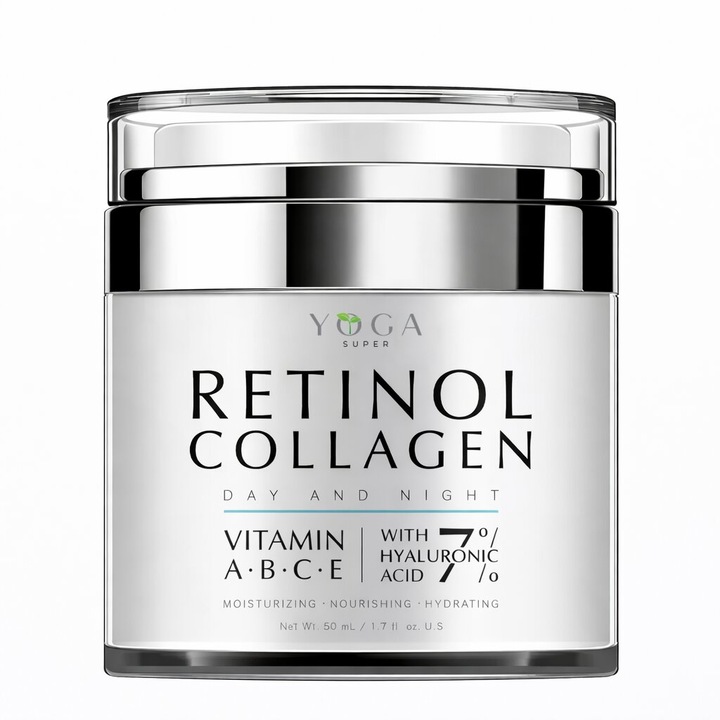 Crema intens hidratanta si fermizanta pentru fata si gat Yogasuper cu retinol si colagen – 50 ml