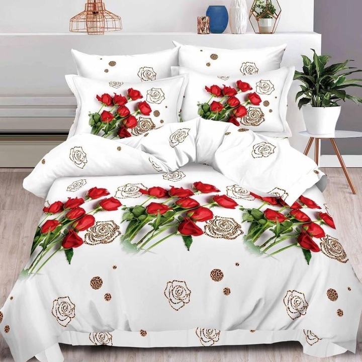 Dupla ágyneműgarnitúra, 6 részes, szatén pamut, 220 x 230 cm, tarka, Casa de Vis, B60-26