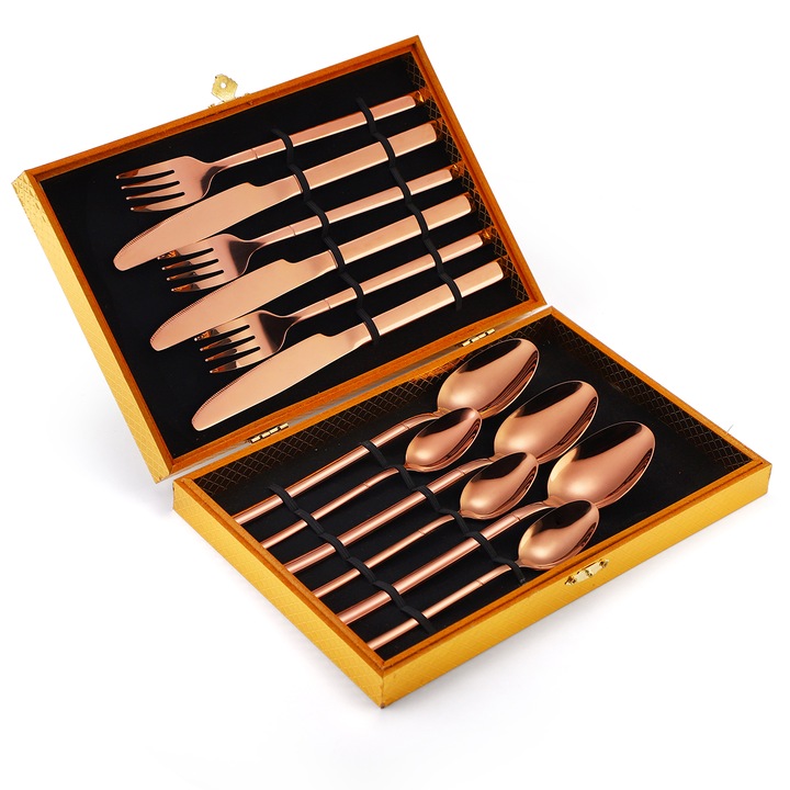 Комплект прибори VENUS STAR от неръждаема стомана от 12 части, розов