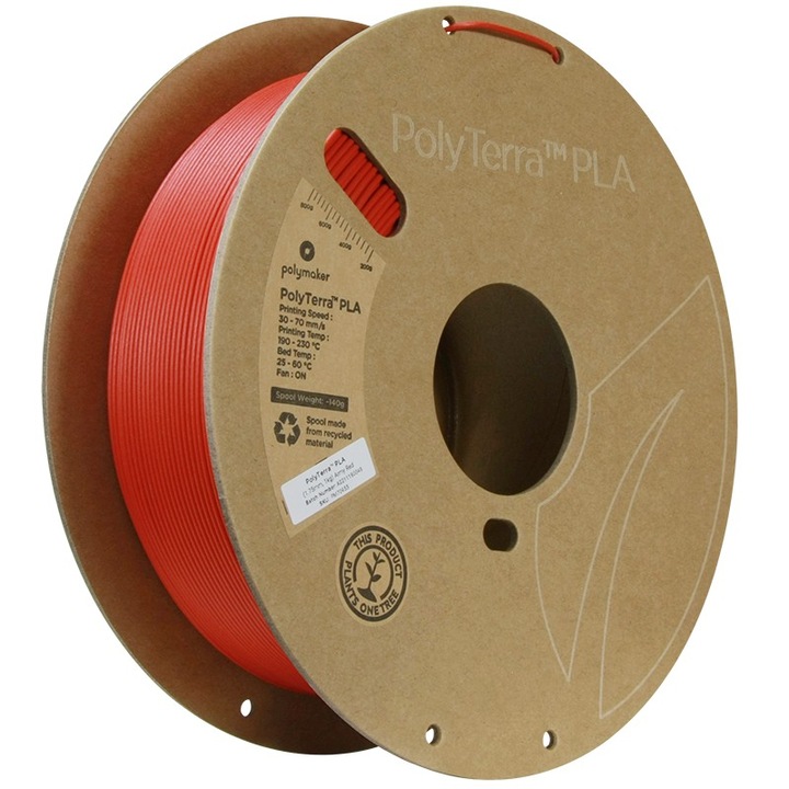 Filament PLA PolyTerra 1.75mm Army Red (Rosu) 1kg