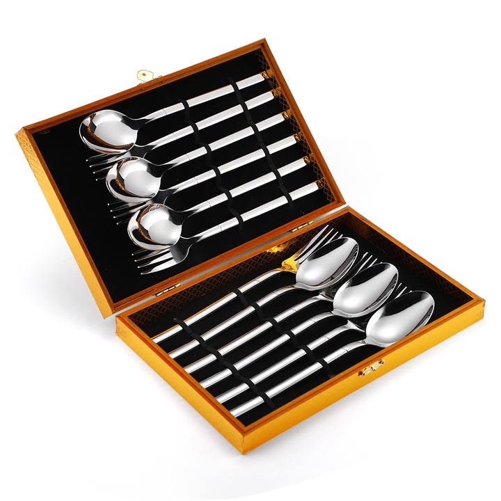 Set VENUS STAR, 6 linguri+6 furculite, crom