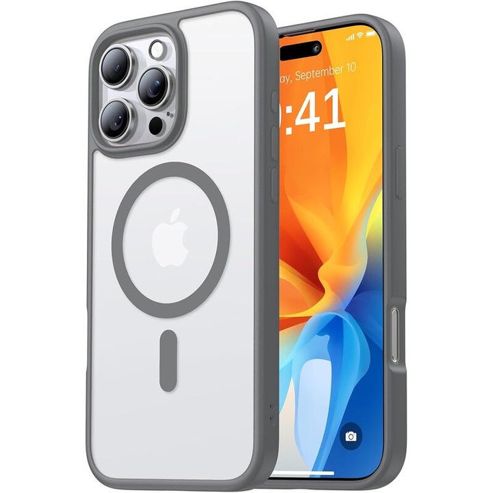 Кейс за iPhone 16 Pro Max, YSBER, TPU, сив, ултра тънък, противоударна защита