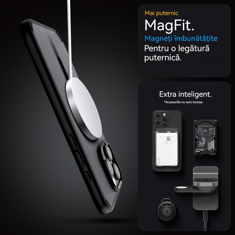 Husa de protectie, YSBER, Compatibila iPhone 16 Pro Max Husa telefon, MagSafe, protectie anti-soc, TPU, Negru