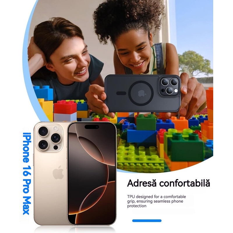 Husa de protectie, YSBER, Compatibila iPhone 16 Pro Max Husa telefon, MagSafe, protectie anti-soc, TPU, Negru