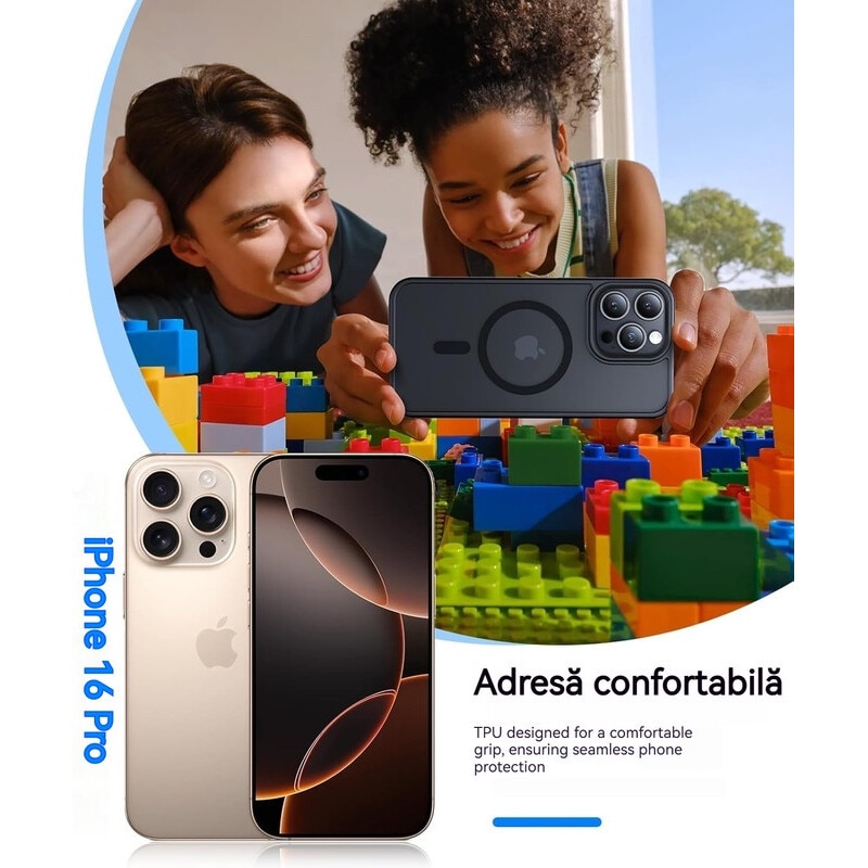 Husa de protectie, YSBER, Compatibila iPhone 16 Pro Husa telefon, MagSafe, protectie anti-soc, TPU, Negru