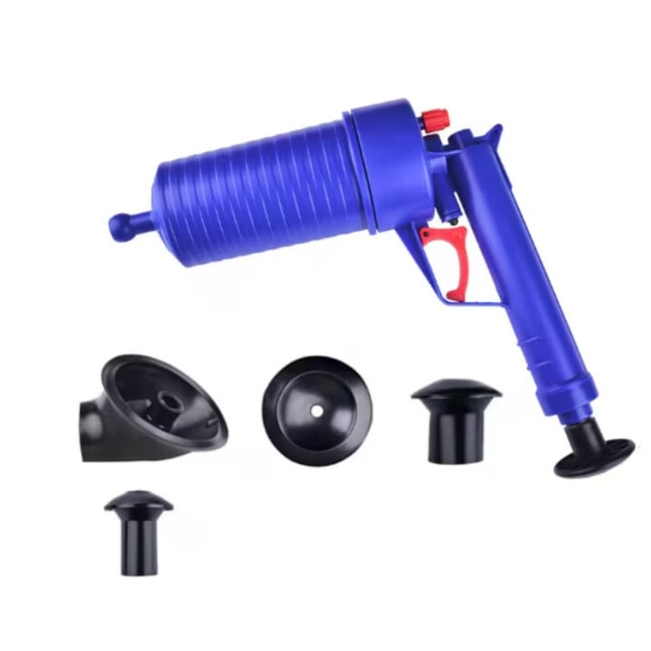 Pompa Profesionala 4 in 1 Pentru Desfundat, Chiuveta, Cabina de Dus, Cada, Canalizare, Instalatii Sanitare, cu Aer Comprimat, 4 Accesorii, UA