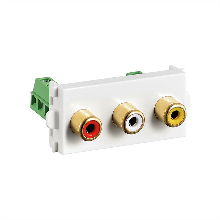 Audio-video modul, Value, Műanyag, 44x22mm, fehér