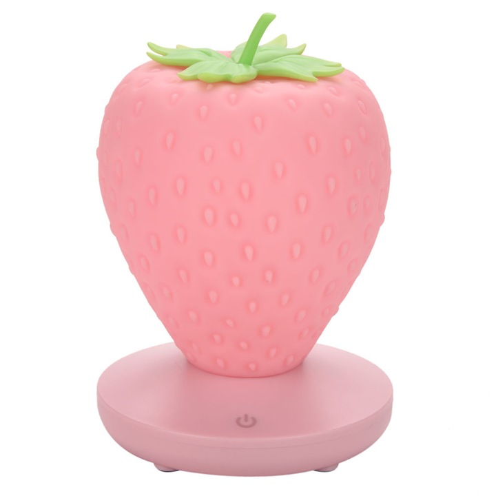 Lampa decorativa de noptiera cu LED roz capsuni, reincarcabila prin USB, luminozitate reglabila Enforose