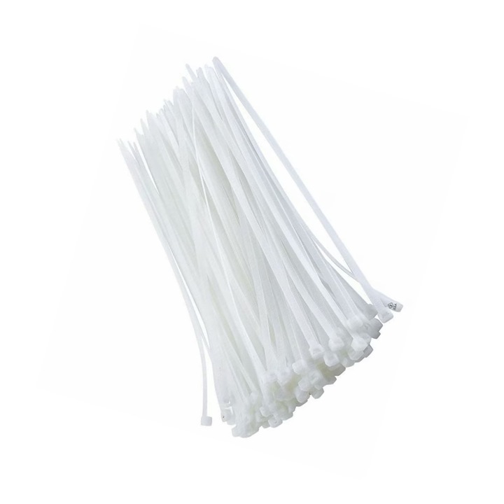 Set 50 bucati coliere plastic albe, 4.8x400 mm