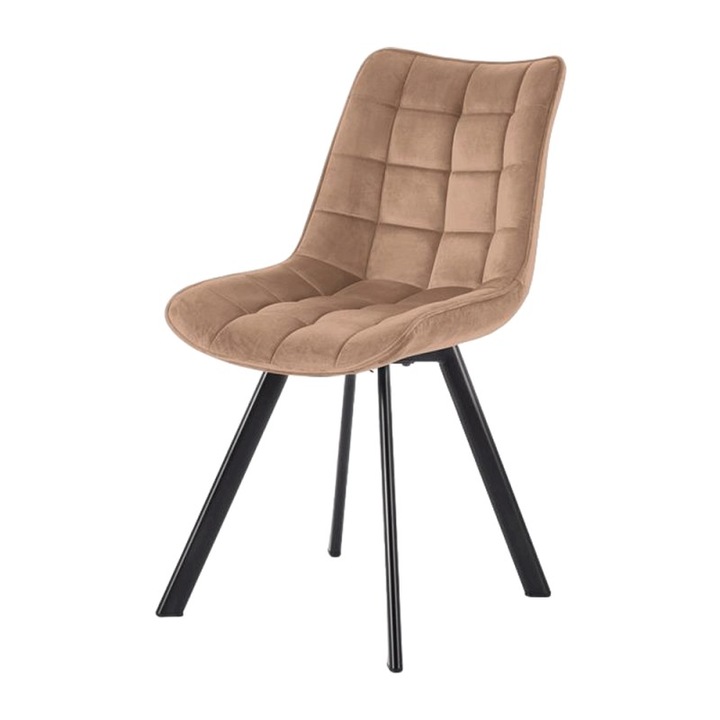 Scaun living HM K332, catifea, picioare metalice, 46x61x84 cm, bej