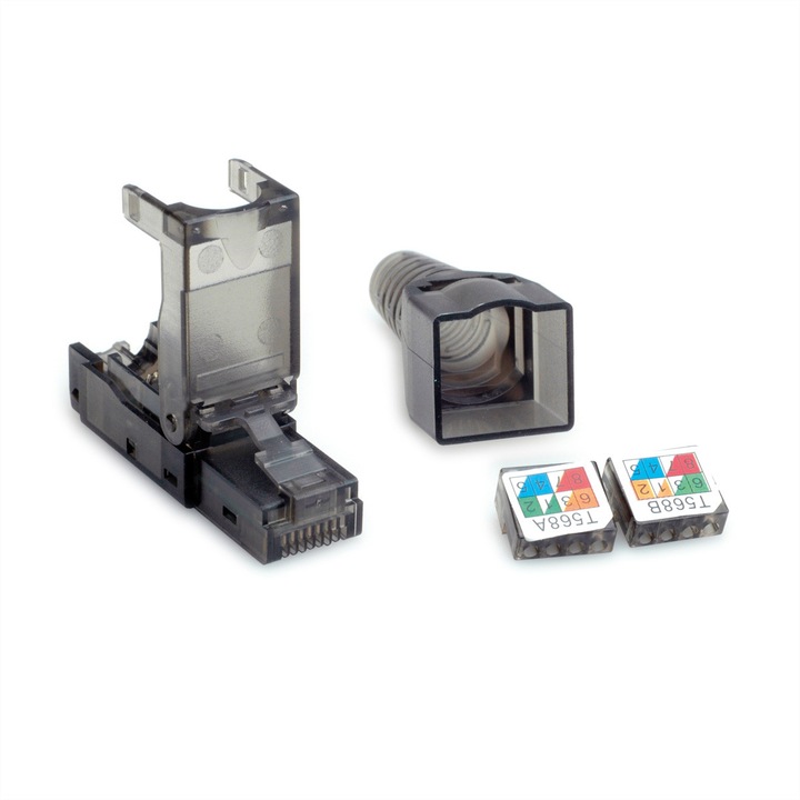 RJ-45 Value terepi csatlakozó, műanyag, 6.0/9.0mm, fekete