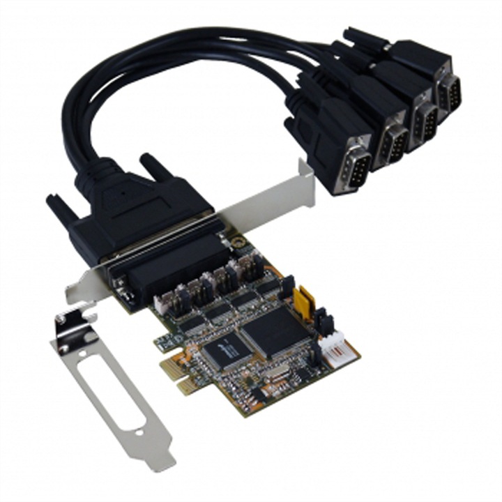 PCI Express карта ExSys EX-44384 4x RS-232, 1x 4-пинов, съвместим с Windows и Linux