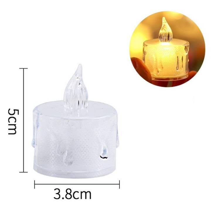 Set 24 Lumanari LED fara flacara, design realist, 3.8x5cm