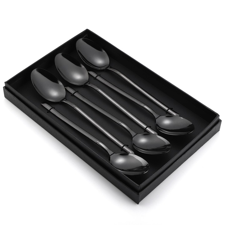 Set 6 linguri VENUS STAR, stainless stel, negre