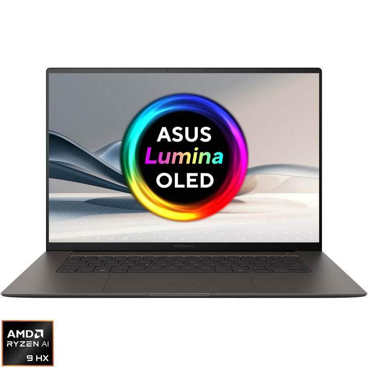 Лаптоп ASUS Zenbook S 16 UM5606WA, AMD Ryzen™ AI 9 HX 370, 16'', 3K, OLED, 120Hz, 32GB LPDDR5X, 1TB SSD, AMD Radeon™ 890M Graphics, Windows 11 Pro, Zumaia Gray