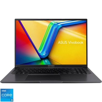 Laptop ASUS Vivobook 16 F1605VA cu procesor Intel Core i5-13500H pana la 4.7GHz, 16'', WUXGA, IPS, 16GB DDR4, 512GB SSD, Intel Iris Xᵉ Graphics, No OS, Indie Black