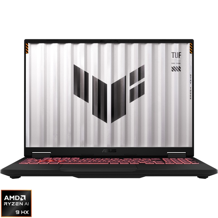 ASUS TUF A16 FA608WI Gaming laptop, AMD Ryzen AI 9 HX 370 processzorral akár 5,1 GHz, 16", 2,5K, WQXGA, IPS, 165 Hz, 32GB LPDDR5X, 1TB SSD, NVIDIA® GeForce RTX™ 4070 8GB GDDR6, Bluetooth 5.3, Nemzetközi billentyűzet, OS nélkül, Jaeger Gray szürke