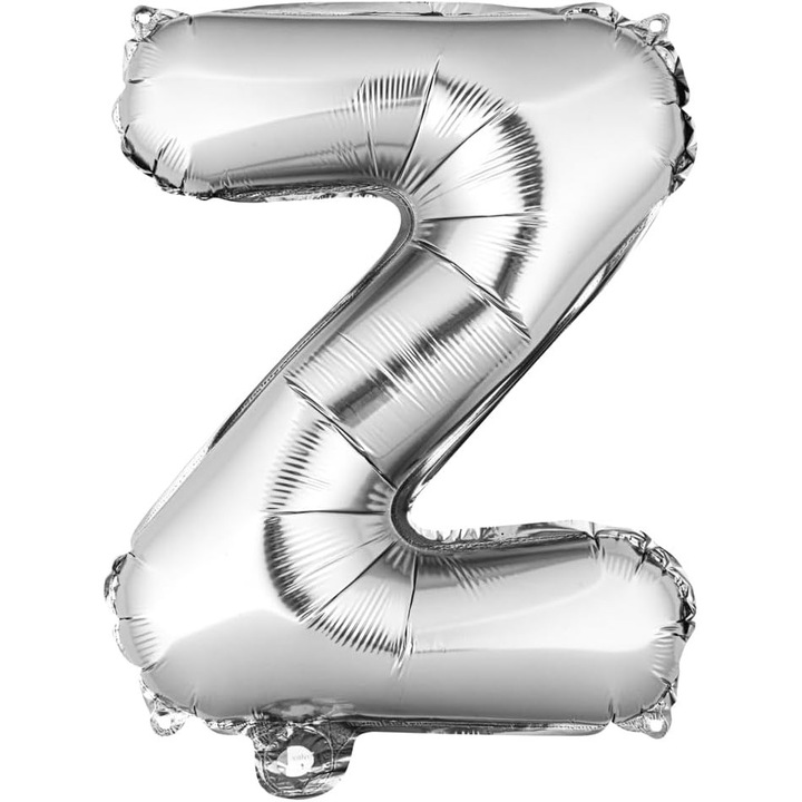 Fólia Lufi Fémbetű Z, 40 cm, Héliummal vagy Levegővel Felfújható, Egyedi Csomagolás, Szívószál Mellékelve, Ezüst