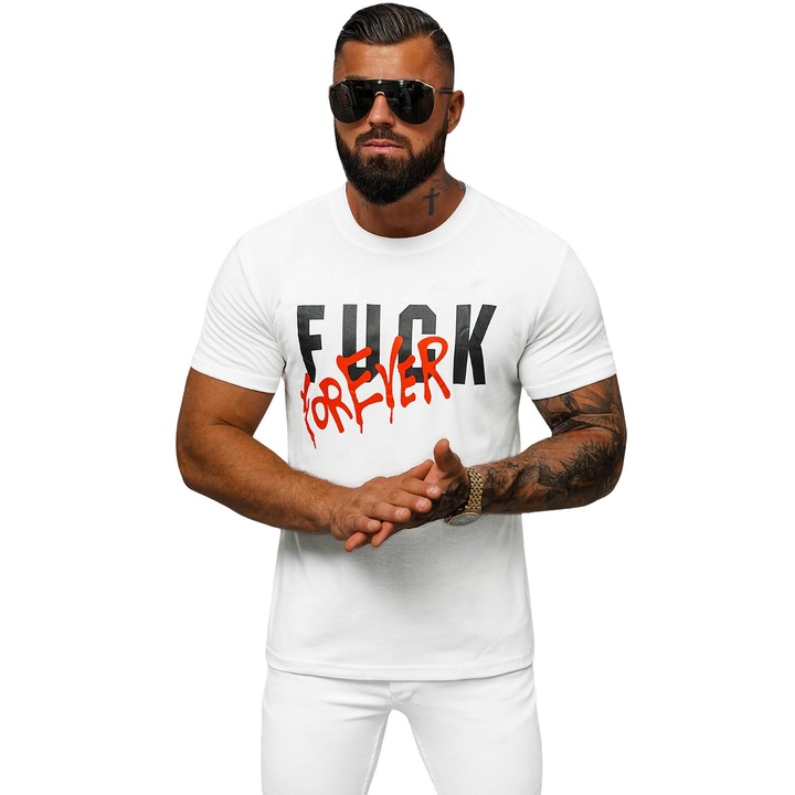 Férfi póló - fehér OZONEE O/T1267/1 XL