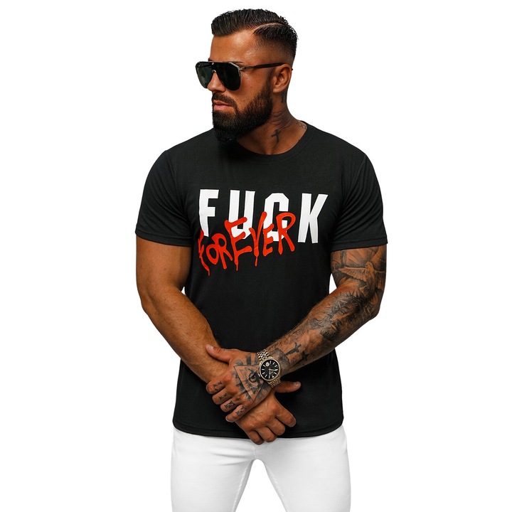 Férfi póló - fekete OZONEE O/T1267/3 XL