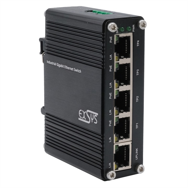 Switch Ethernet PoE, ExSys, 5-porturi, 30 W, negru