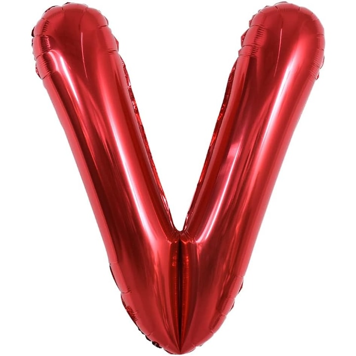 Fólia Lufi Fémbetű V, 40 cm, Fújható Héliummal vagy Levegővel, Egyedi Csomagolás, Szívószál mellékelve, Piros