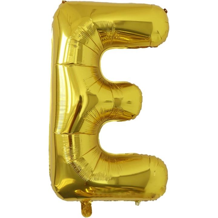 Balon Fólia Fémbetű E, 80 cm, Héliummal vagy Levegővel Felfújható, Egyedi Csomagolás, Szívószál mellékelve, Arany