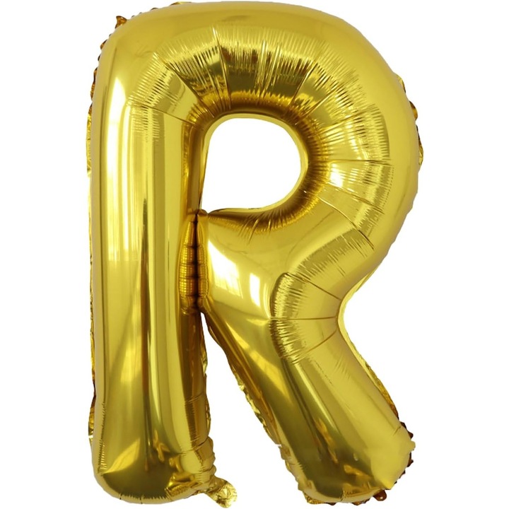 Balon Fólia Fémbetű R, 80 cm, Felfújható Héliummal vagy Levegővel, Egyedi Csomagolás, Szívószál mellékelve, Arany