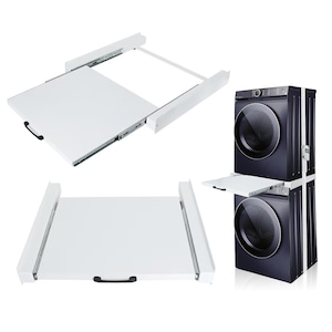 Kit suprapunere uscator si masina, Wacorresi®, Kit de suprapunere pentru masina de suport retractabil, Kit universal de suprapunere pentru masini de spalat si uscatoare cu curea cu clichet, Alb