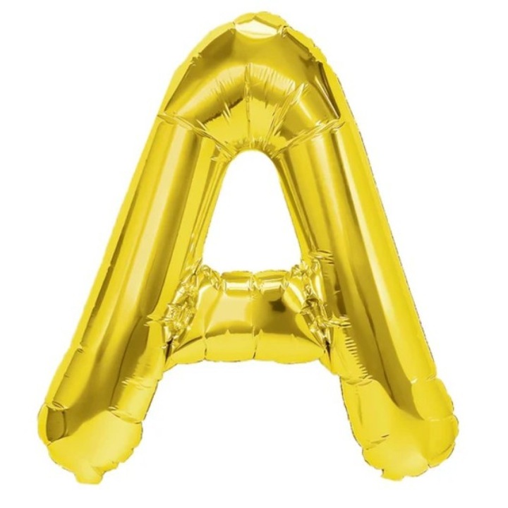Balon Folie Metalizata Litera A, toolsy, 80 cm, Umflati cu Heliu sau Aer, Ambalaj Individual, Pai inclus, Auriu