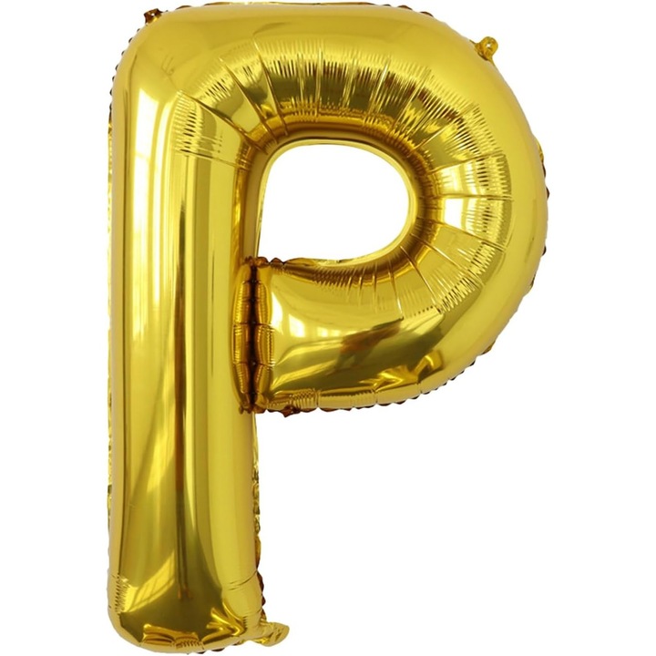 Balon Folie Metalizata Litera P, toolsy, 80 cm, Umflati cu Heliu sau Aer, Ambalaj Individual, Pai inclus, Auriu