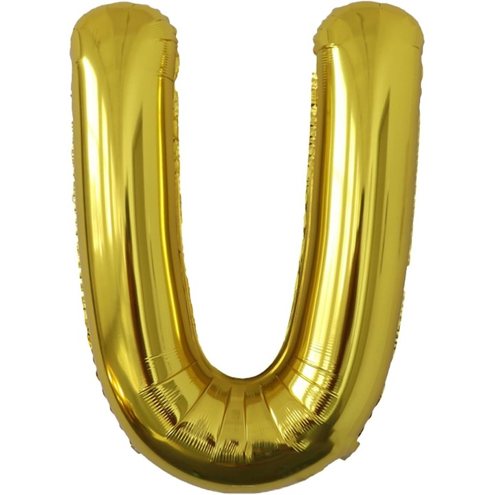 Balon Fólia Metalizált U betű, 80 cm, Felfújható héliummal vagy levegővel, Egyedi csomagolás, Szívószál mellékelve, Arany