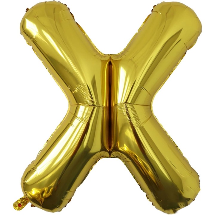 Balon Folie Metalizata Litera X, toolsy, 80 cm, Umflati cu Heliu sau Aer, Ambalaj Individual, Pai inclus, Auriu