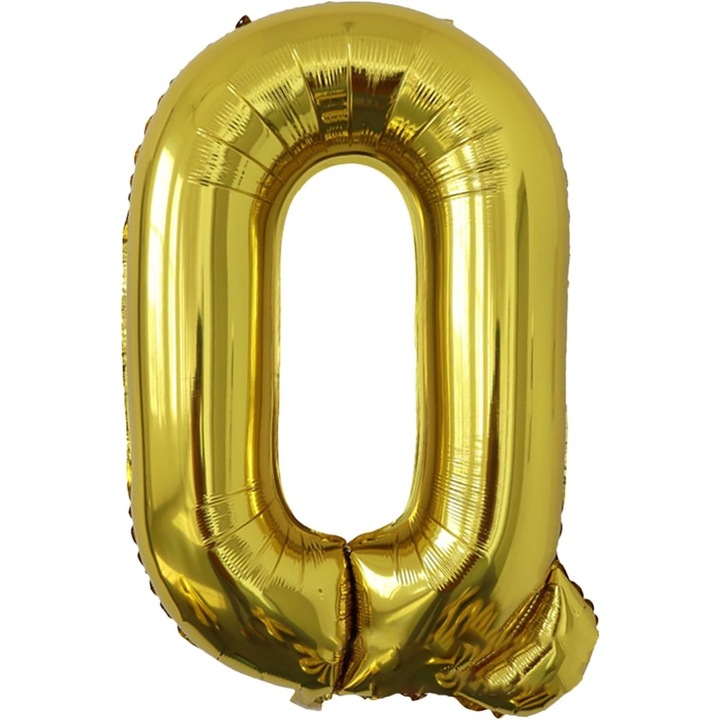Fólia lufi Q betű, Cyrax, 80 cm, héliummal vagy levegővel felfújva, egyesével csomagolt, szívószállal, arany